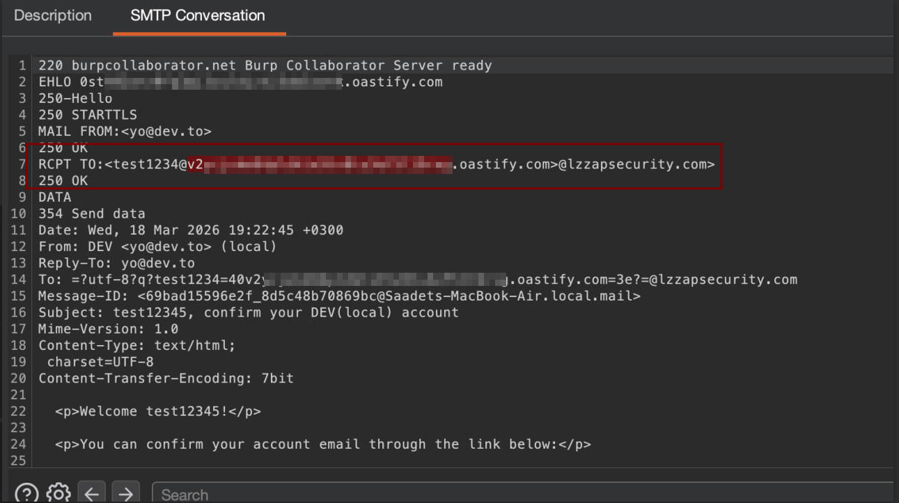 SMTP üzerinde decode edilmiş payload